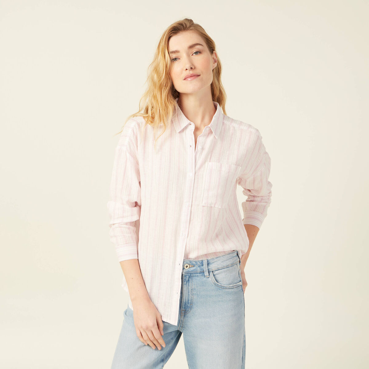 Chemise éco-responsable rose clair femme