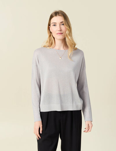 Pull manches longues gris clair femme