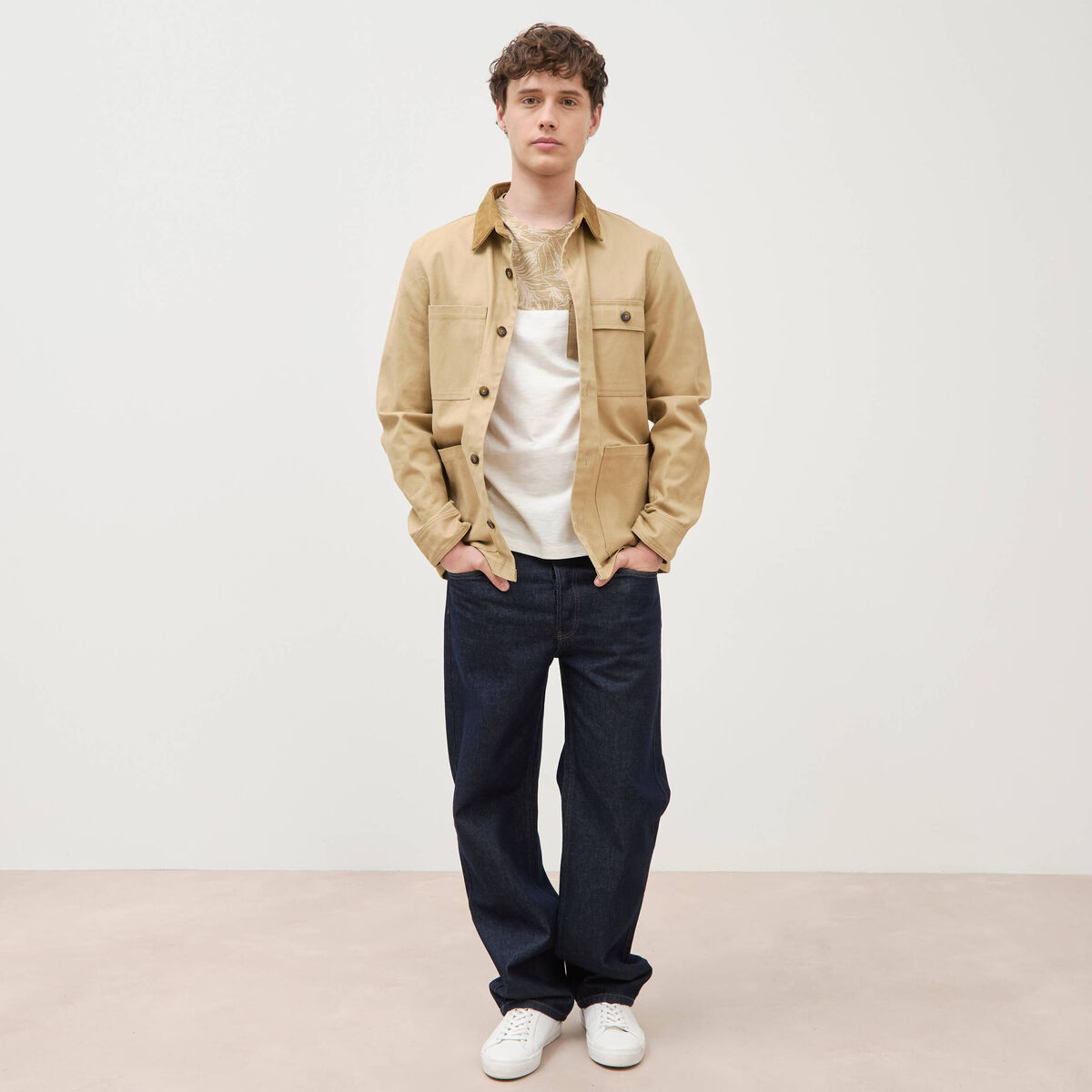 T-shirt manches courtes beige moyen homme