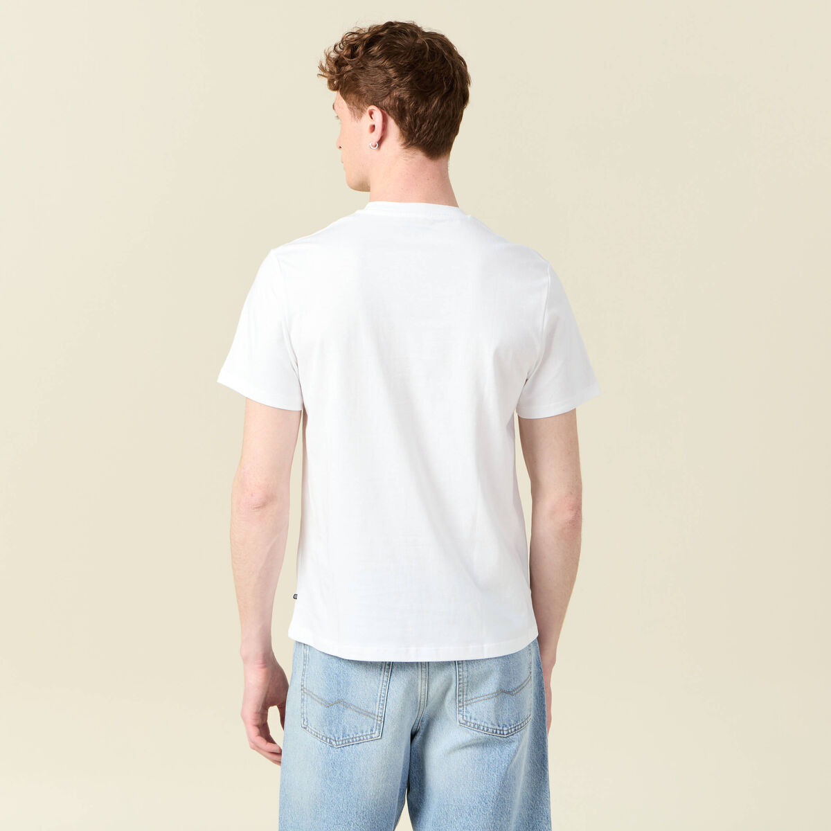 T-shirt manches courtes brodé blanc homme