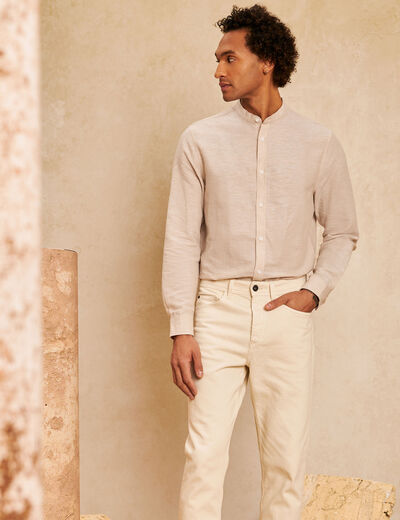 Chemise manches longues beige homme