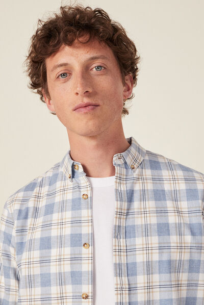 Chemise manches longues bleu gris homme
