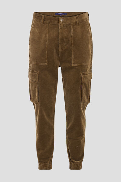 Pantalon battle velours vert kaki homme