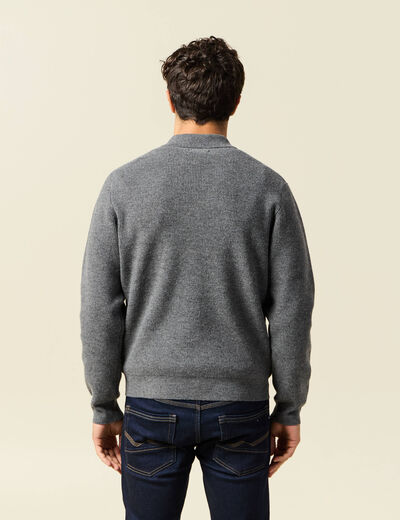 Pull col v gris fonc&eacute; homme
