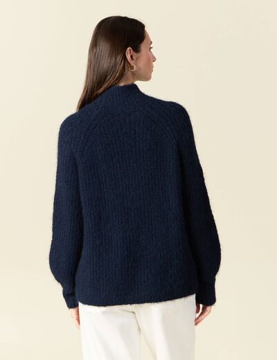 Pull manches longues bleu marine femme