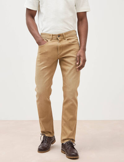 Jeans straight longueur 32 denim camel homme
