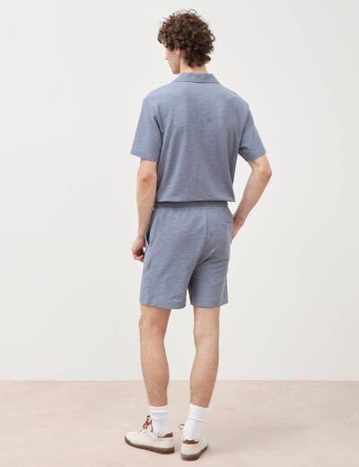 Short droit avec cordon bleu gris homme