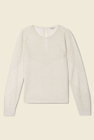 Pull manches longues beige femme