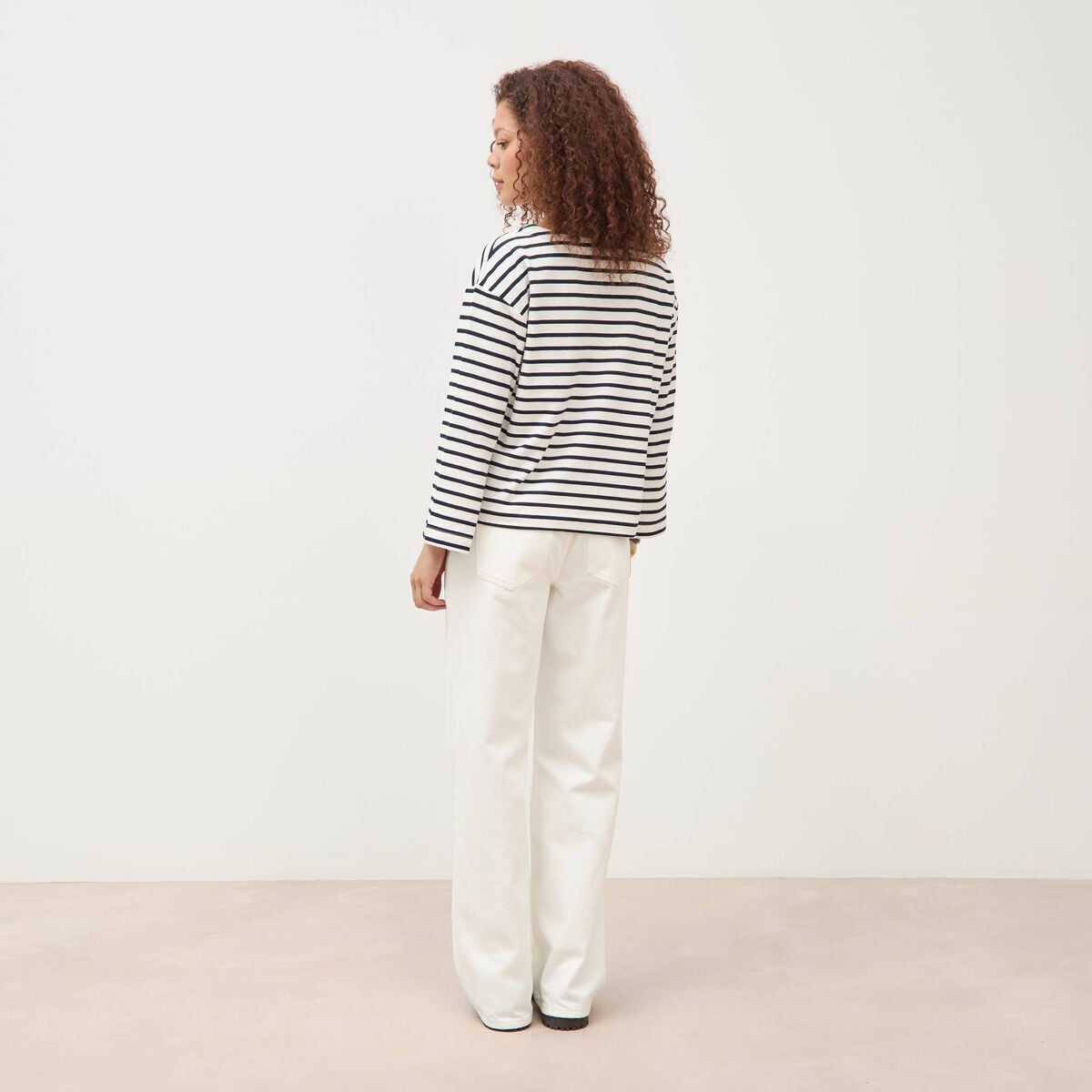 Marini&egrave;re manches longues broderie ecru femme