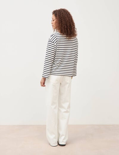 Marini&egrave;re manches longues broderie ecru femme