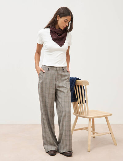 Pantalon large taille haute fluide noir femme