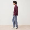 Polo droit manches longues prune homme