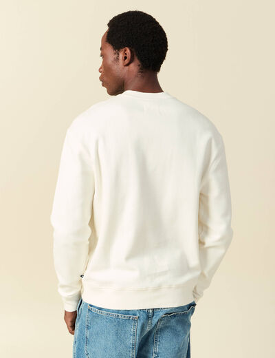 Sweat manches longues col rond ecru homme