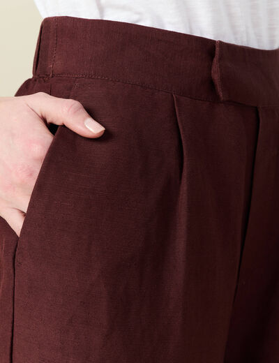 Pantalon large fluide bordeaux femme