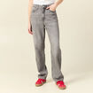 Jeans straight taille haute denim gris clair femme