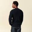 Pull col rond manches longues en coton bleu marine homme
