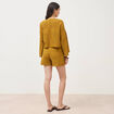 Gilet ajour&eacute; col v manches coude vert olive femme