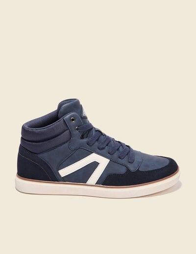 Baskets montantes à lacets bleu marine homme