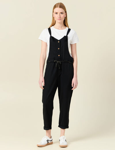 Salopette fluide boutonnée noir femme