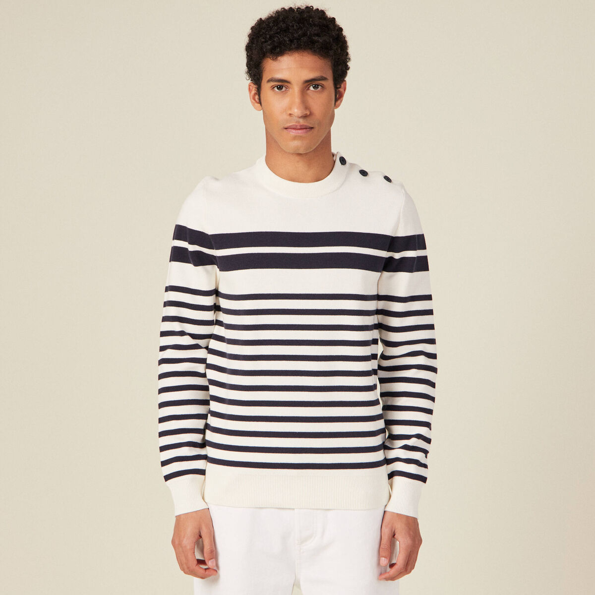 Pull éco-responsable ecru homme