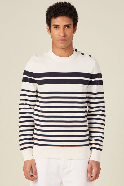 Pull éco-responsable ecru homme