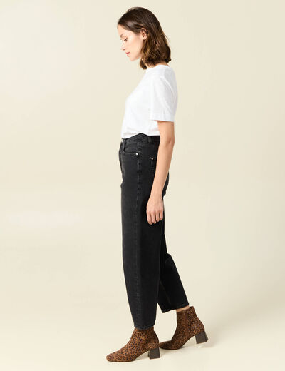 Jeans barrel taille haute denim noir femme