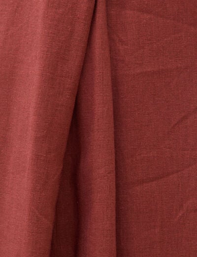 Robe sans manches col v marron cognac femme