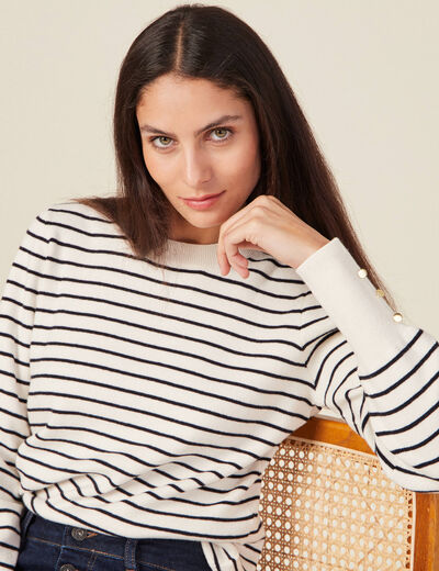 Pull manches longues ecru femme