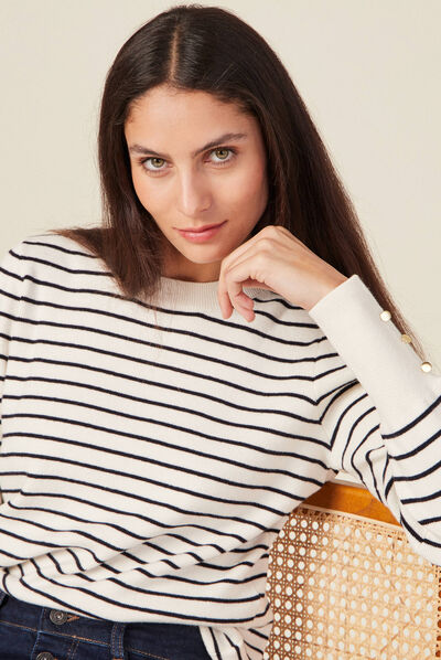 Pull manches longues ecru femme