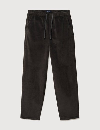 Pantalon large en velours vert kaki homme