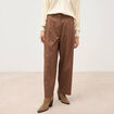 Pantalon large ray&eacute; taille standard marron fonc&eacute; femme