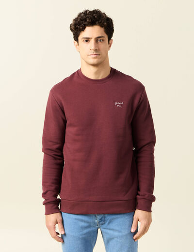 Sweat manches longues rouge fonc&eacute; homme