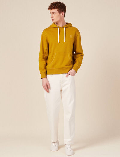 Sweat capuche éco-responsable jaune moutarde homme