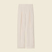 Pantalon large taille haute sable femme