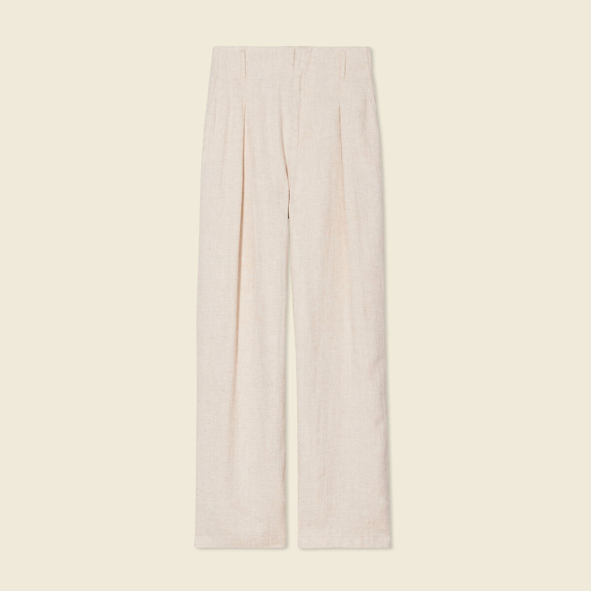 Pantalon large taille haute sable femme