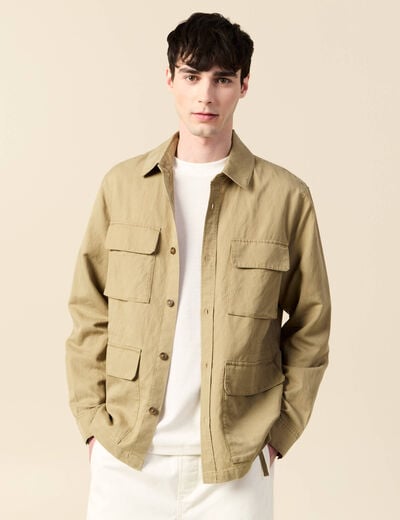 Veste oversize poches rabat taupe homme