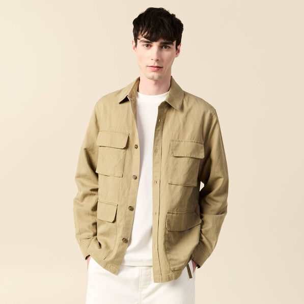 Veste oversize poches rabat taupe homme