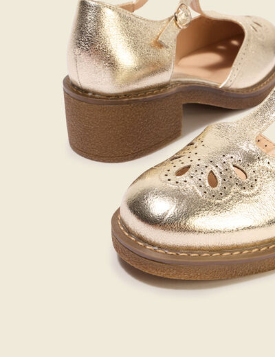 Chaussures &agrave; semelle cr&ecirc;pe couleur or femme