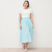 Jupe longue &eacute;vas&eacute;e en coton bleu ciel femme