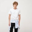 T-shirt col mao manches courtes en coton blanc homme