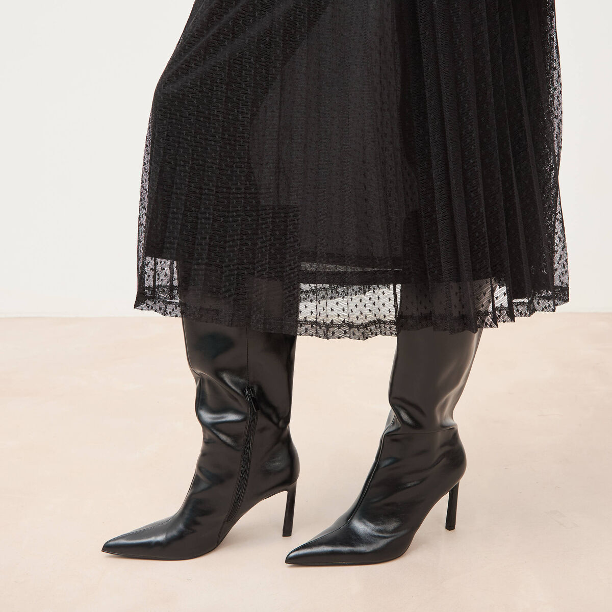 Jupe avec doublure noir femme