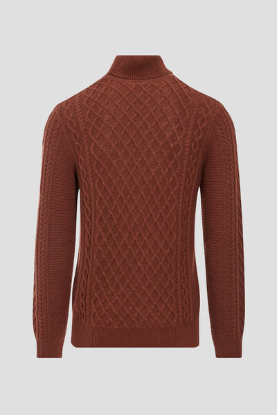 Pull manches longues marron cognac homme