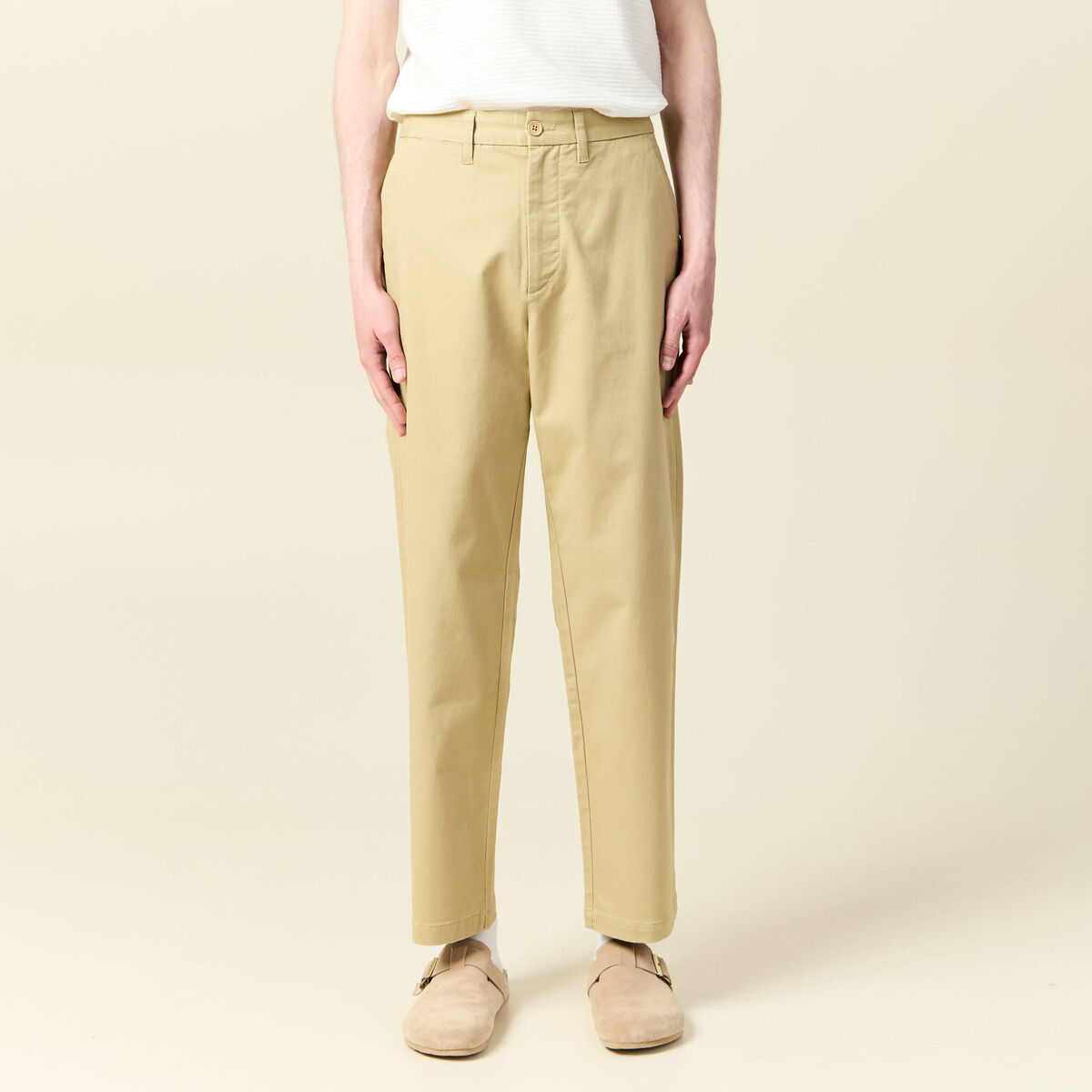 Chino coupe straight beige homme