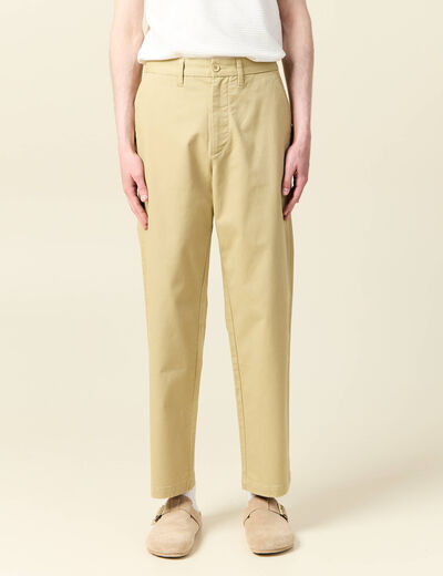 Chino coupe straight beige homme