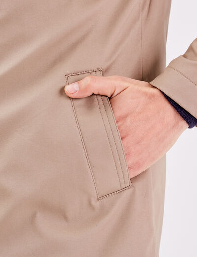 Trench droit à capuche beige homme