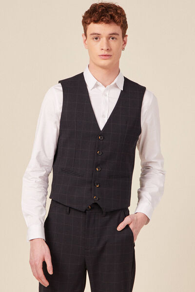 Veston sans manches gris foncé homme