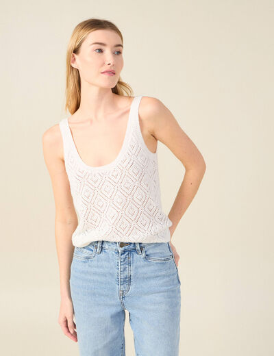 Pull débardeur éco-responsable creme femme