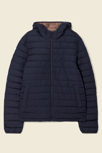 Doudoune droite à capuche bleu marine homme