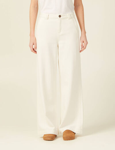 Jeans flare taille haute creme femme