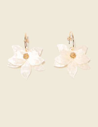 Boucles d'oreilles pendantes creme femme